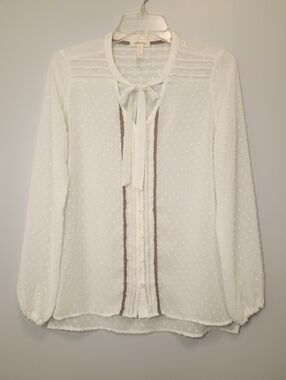 Matilda Jane Friends Forever Ranae Swiss Dot Chiffon Blouse Size Medium